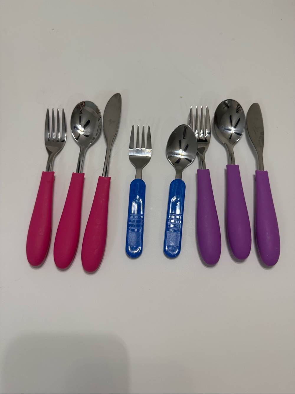 Toddlers- Kids Colorful Everyday Flatware Set — Pink, Blue & Purple Handles